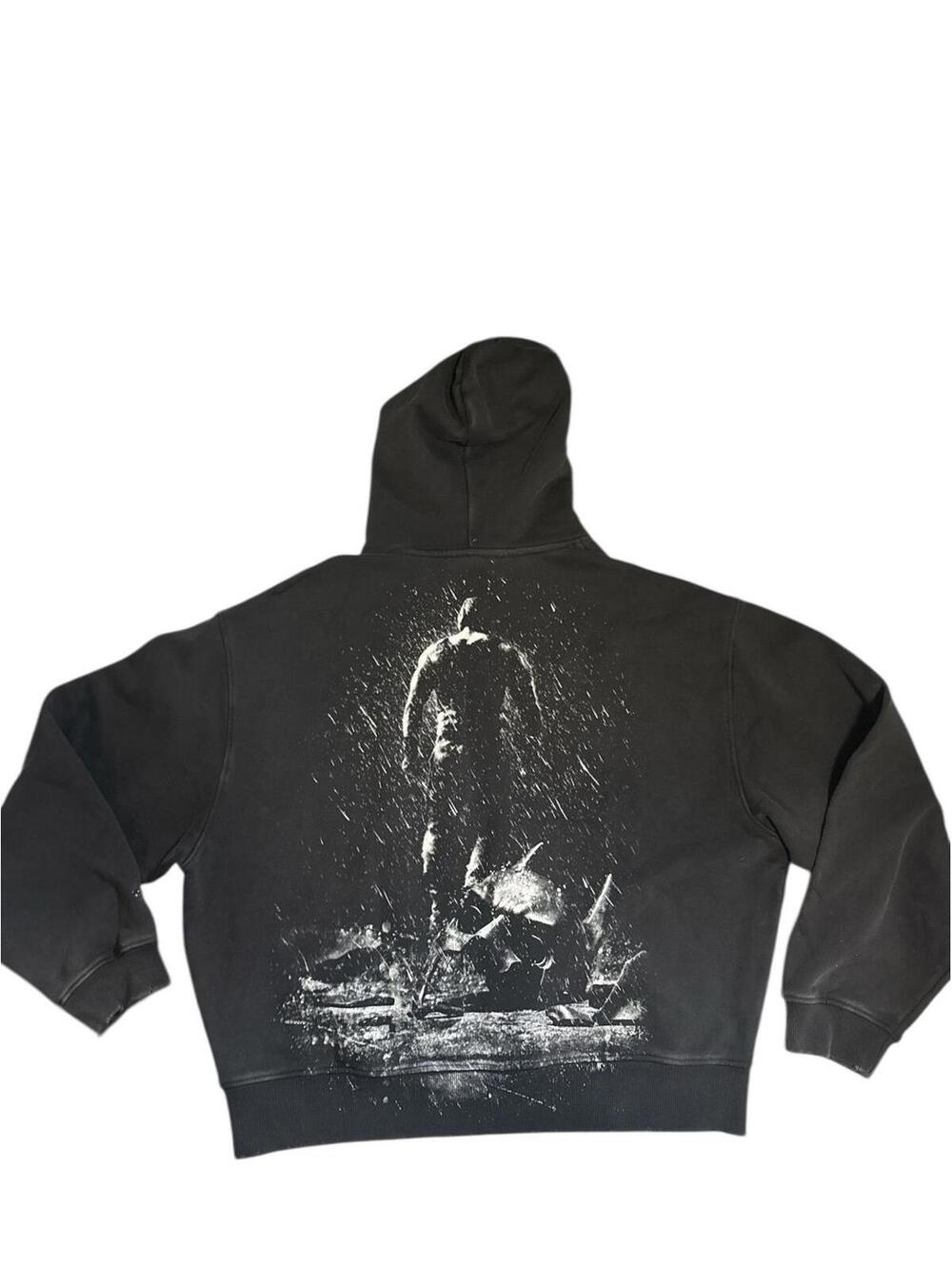 YoungLA Black Graphic Hoodie with Batman Logo and Back Print